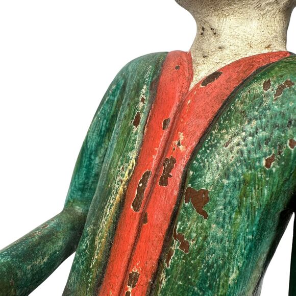 Vintage Asian Thai Hand Carved Wooden Carving Drummer Carving Musician Statue - Picture 12 of 12